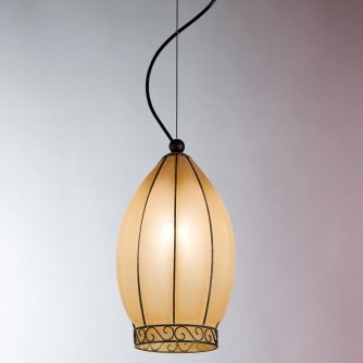Hngelampe mit amberfarbenem Scavo-Glas