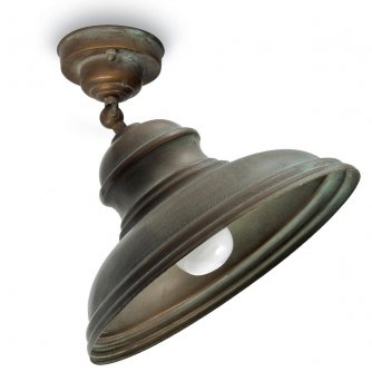 Deckenlampe in Messing antik Grnspan