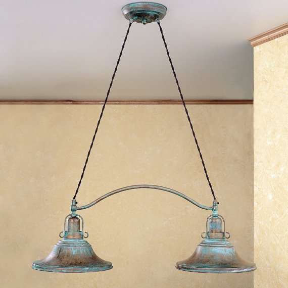Rustikale Balkenlampe in maritimer Optik - in antik-grnem Messing