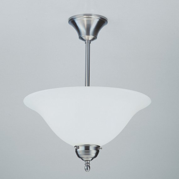 Deckenlampe in Nickel matt mit opalweiem Glasschirm