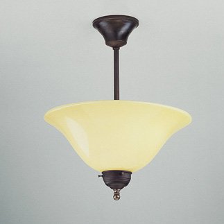 Deckenlampe in Messing antik mit opalweiem Glasschirm