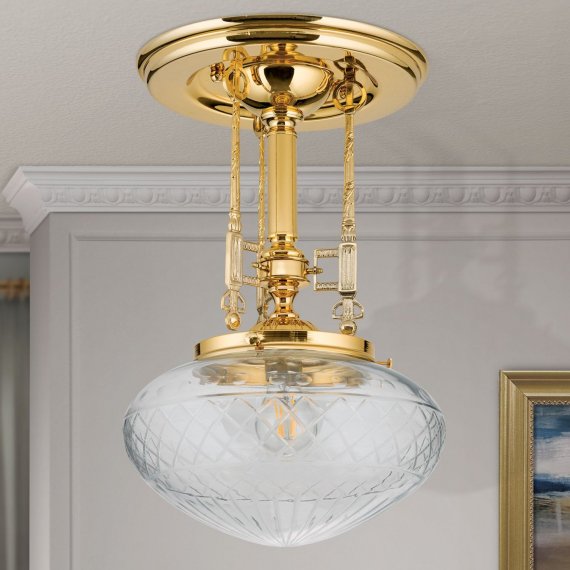Elegante Jugendstil-Lampe in Gold-Oberflche