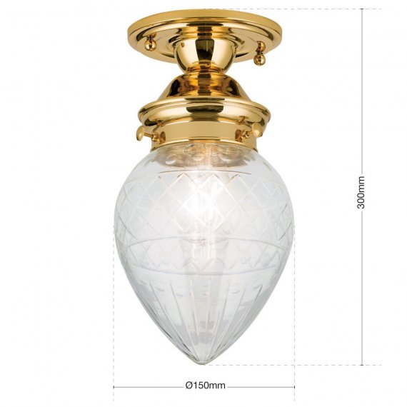 Elegante Jugendstil-Lampe in Gold-Oberflche mit klarem Glasschirm