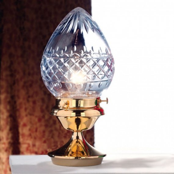 Elegante Jugendstil-Tischlampe in Gold-Oberflche mit klarem Glasschirm