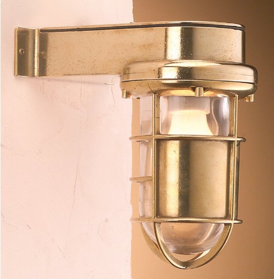 Auenlampe in Messing mit klarem Glas und Gitter mit Blendschutz