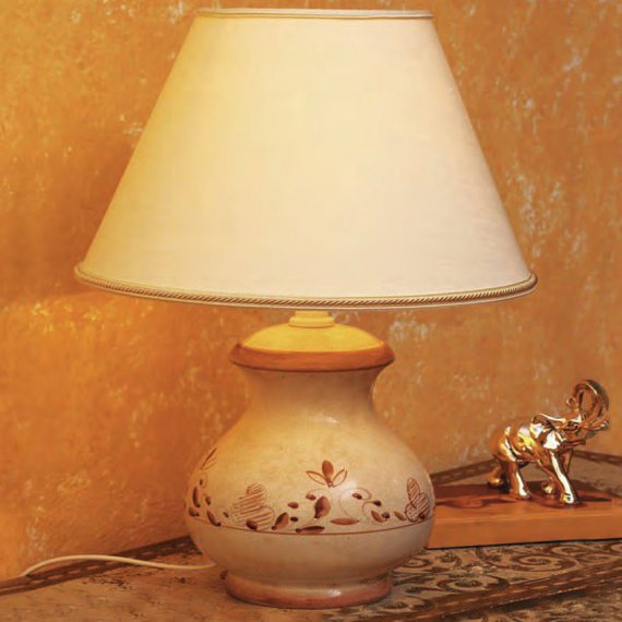 Lndliche Vasenlampe mit Dekor Klee braun