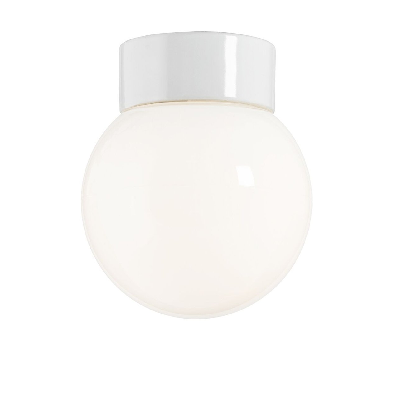 Badlampe mit weißem Kugelglas