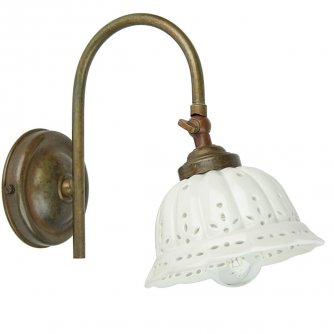 Messing-Wandlampe ANITA mit Keramik-Schirm