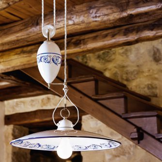 Italienische Keramik-Lampe mit Dekor Anemone, Durchmesser...