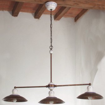 Italienische Balkenlampe im Landhausstil mit blauem Dekor