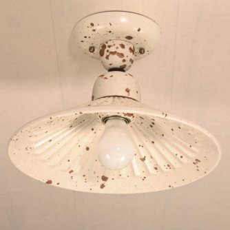Deckenlampe in Keramik Altweiß antik, Schirmdurchmesser 32cm