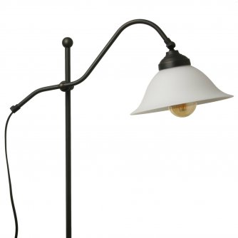 Elegante Stehlampe in Messing schwarz bronziert mit weiß...