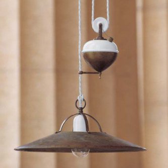 Rustikale Messing-Zuglampe von Aldo Bernardi
