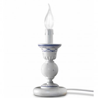 Handbemalte Tischlampe in Form eines Kerzenständers,...