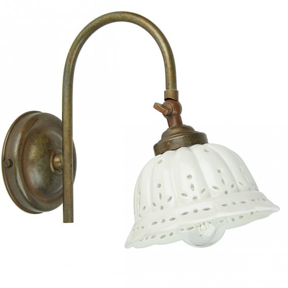 Messing-Wandlampe ANITA mit Keramik-Schirm