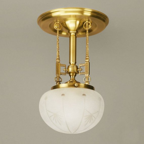 Elegante Jugendstil-Lampe in Bronze-Oberfläche mit mattem Glasschirm