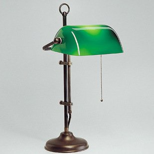 Bankers Lamp in Messing antik mit grünem Glasschirm