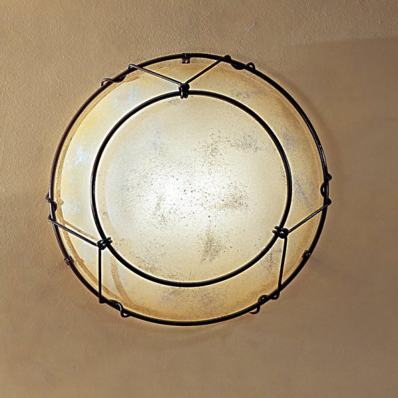 Glas-Deckenleuchte im Landhausstil, D: 40cm, Halterung rost-antik