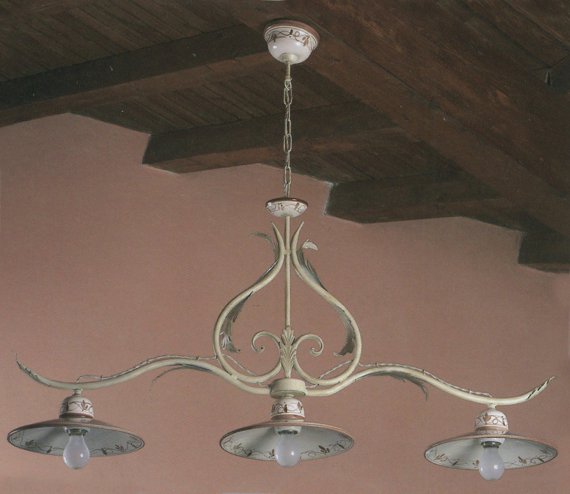 Landhaus-Balkenlampe mit handegemaltem Dekor Iris braun