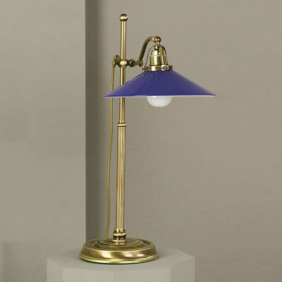 Schreibtischlampe mit kobaltblauem Schirm
