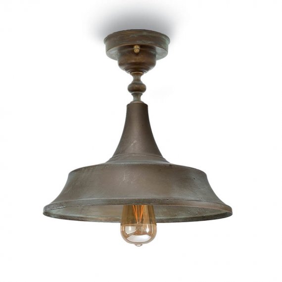 Deckenlampe in Messing antik Grünspan mit Schirm-Innenseite wie Schirm-Außenseite