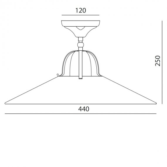 Schema der Lampe mit Schirmdurchmesser 44cm