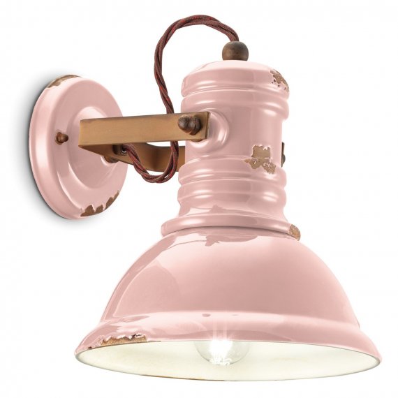 Wandlampe in rosafarbener Glasur