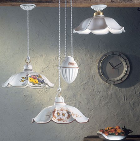 Deckenlampe und weitere Lampen mit Dekor Wildrose bzw. Wiesenblume aus der gleichen Serie