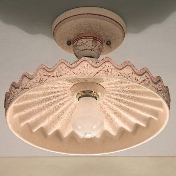 Deckenlampe in Keramik etruskisch mit Dekor Iris braun