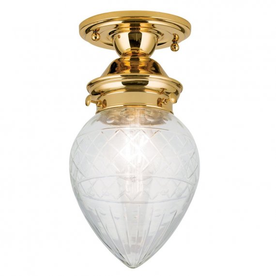 Elegante Jugendstil-Lampe in Gold-Oberfläche mit klarem Glasschirm