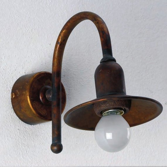 Kleine Messing-Wandlampe mit Bogenarm
