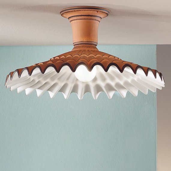 Deckenlampe mit ziegelfarbenem Schirm, Durchmesser 40cm
