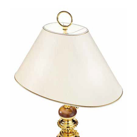 Stoffschirm mit Volant 3- Flammig Höhe 70cm Tischlampe Messing Antik Lampe 