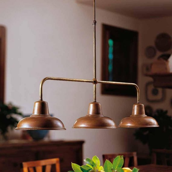 Rustikale Messing-Kupfer-Balkenlampe von Il Fanale