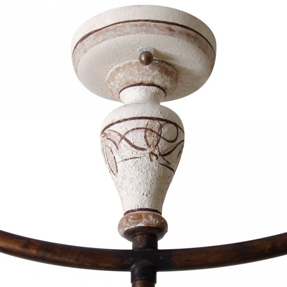 Detailbild Keramik Etruskisch mit Dekor Iris braun, Halterung Messing patiniert