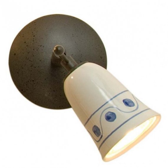 Spot-Leuchte mit blau bemaltem Keramikschirm