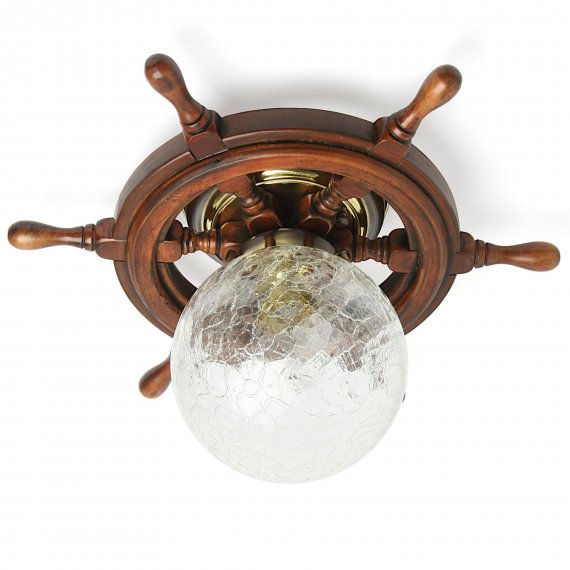 Steuerrad-Lampe mit strukturierter Klarglaskugel transparent