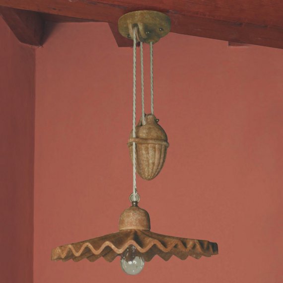 Zuglampe im Toskana-Stil in ziegelroter Keramik