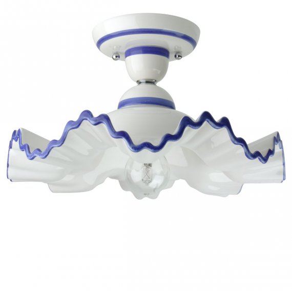 Traditionelle Deckenlampe mit blauem Rand-Dekor,...